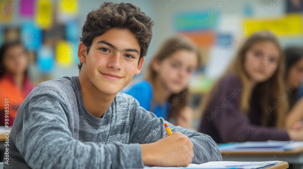 Students studying in classroom. Students studying in classroom.