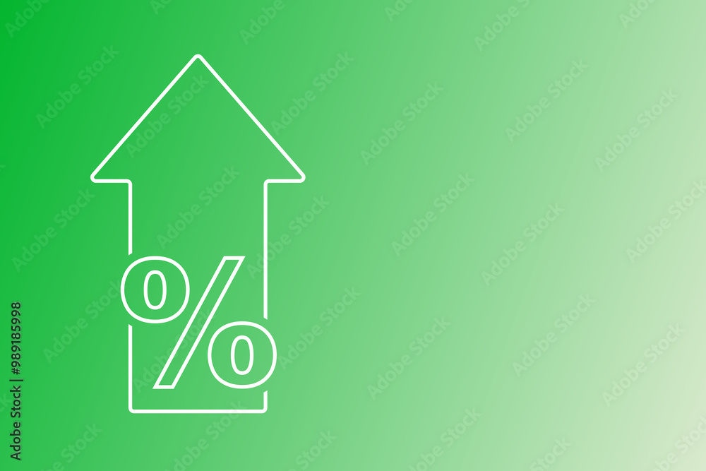 Increasing concept. A line drawn upward arrow with a percentage symbol ...