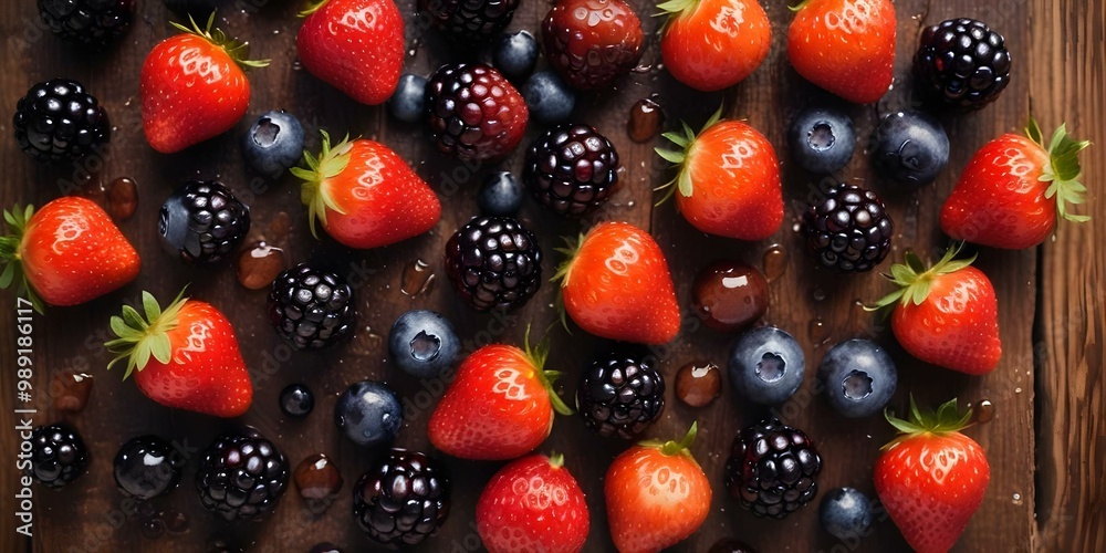 Fototapeta premium Mixed Berry Assortment with Strawberries, Blueberries and Blackberries