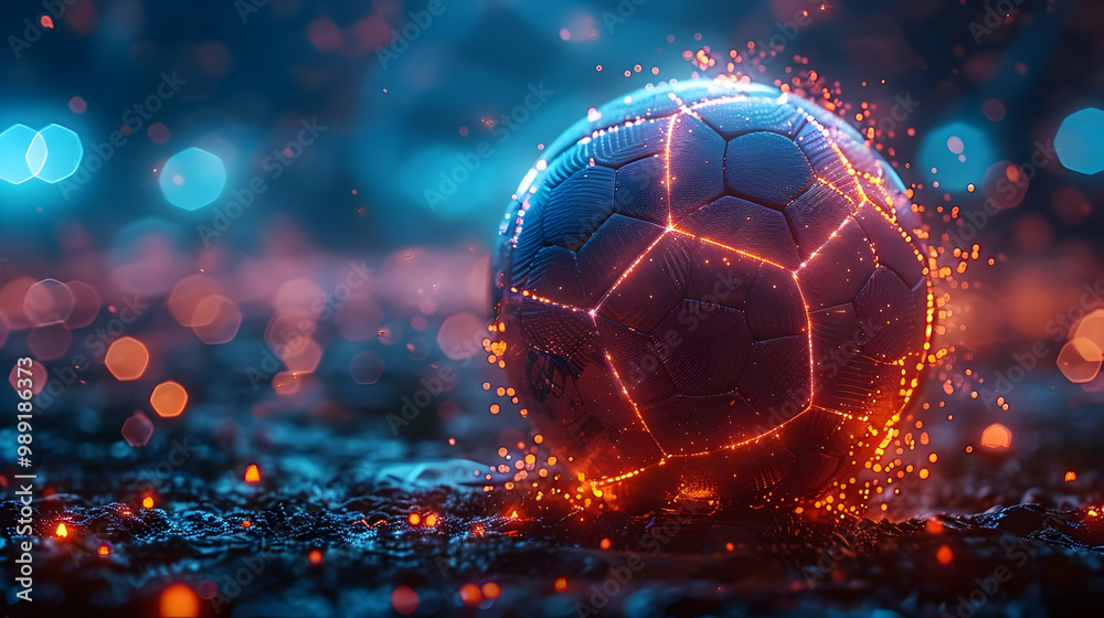 Fiery Soccer Ball 3D Illustration