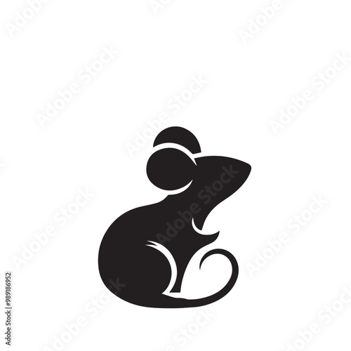 Rat vector silhouette. Rat mouse logo, icon sign isolated on white background.