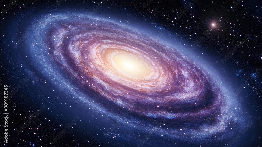 A sprawling galaxy filled with vibrant stars and swirling nebulae, deep purples and blues, infinite space A sprawling galaxy filled with vibrant stars and swirling nebulae, deep purples and blues, infinite space