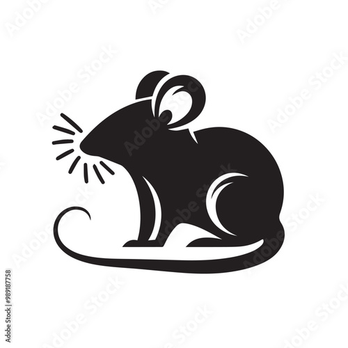 Rat vector silhouette. Rat mouse logo, icon sign isolated on white background.