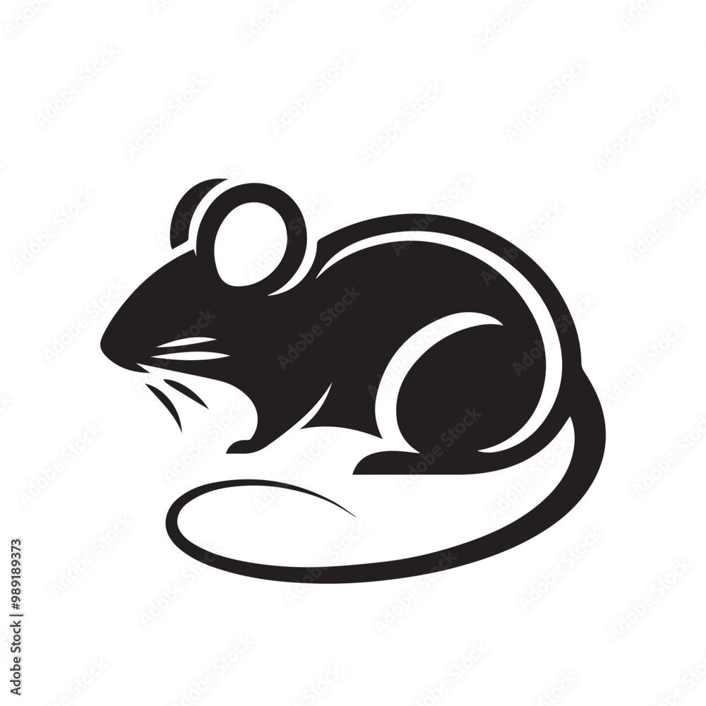 Rat vector silhouette. Rat mouse logo, icon sign isolated on white background. Rat vector silhouette. Rat mouse logo, icon sign isolated on white background.