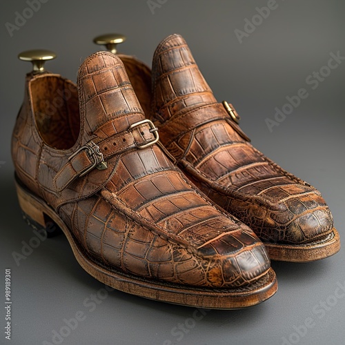 Crocodile Leather Monk Strap Shoes: A Statement in Style photo