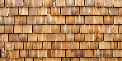 Natural wood cedar shingle wall with an organic texture background