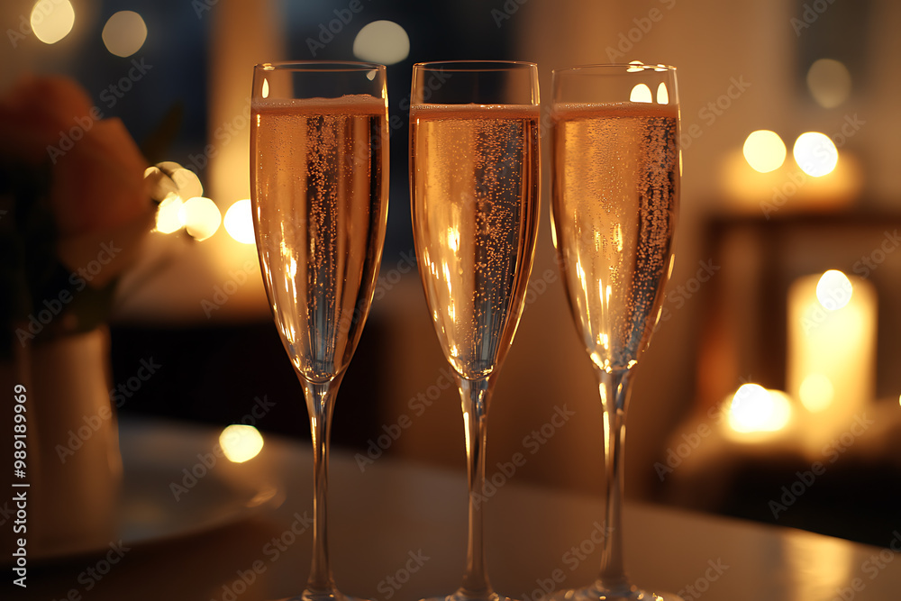 champagne in glasses, creating a warm and celebratory atmosphere champagne in glasses, creating a warm and celebratory atmosphere