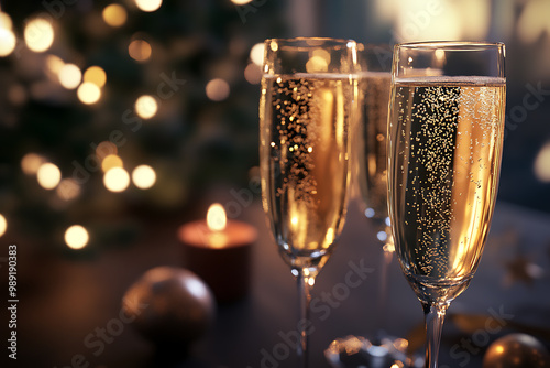 champagne in glasses, creating a warm and celebratory atmosphere