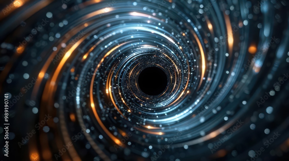 Infinity Hole A black hole at the center of a cosmic spiral, pulling in stars and ...