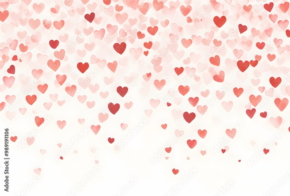 Watercolor Hearts Pattern Romantic Background