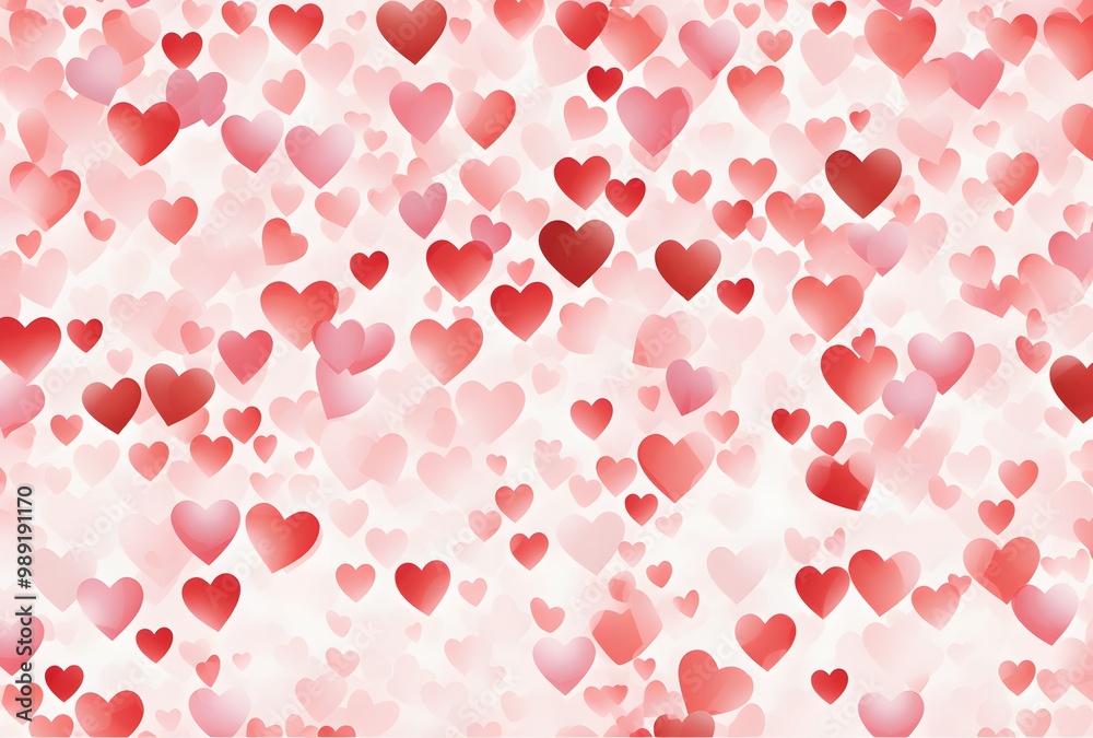 Obraz premium Romantic Watercolor Hearts Pattern Background