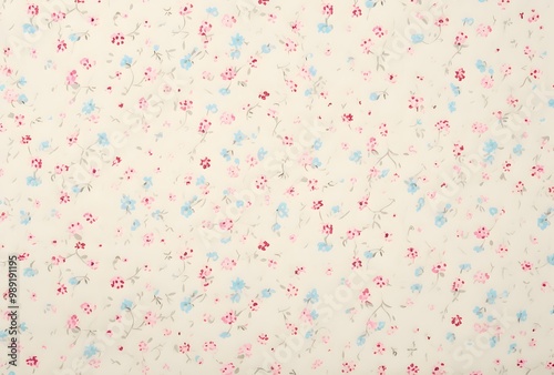 Vintage Floral Pattern on Linen Fabric