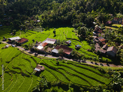 Stunning Mountain Rice Terraces Landscape. photo