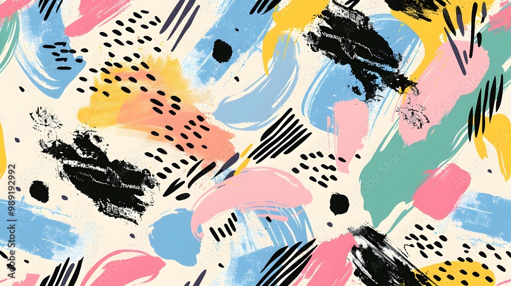 Obraz premium 80s Retro Abstract Geometric Seamless Pattern