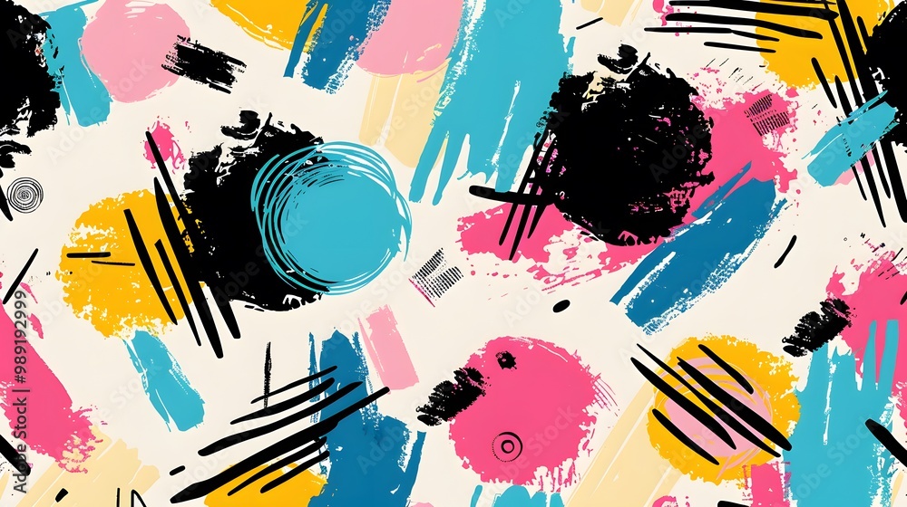 Retro 80s Abstract Shapes Seamless Pattern Retro 80s Abstract Shapes Seamless Pattern