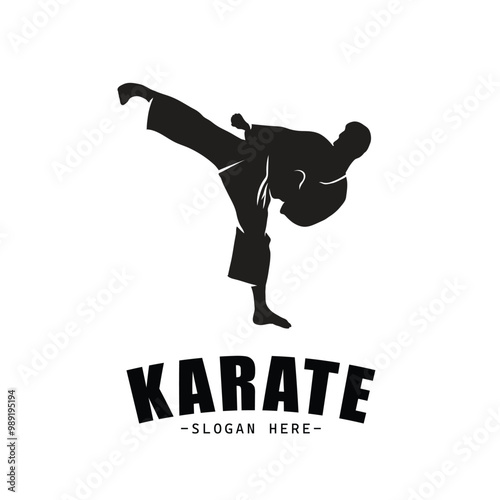 Modern and simple logo for karate, martial art icon.