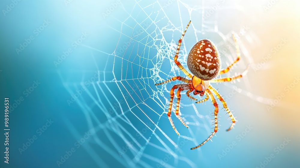 A spider web with a trapped fly, showing the intricate details of the web and the struggle of the prey. A spider web with a trapped fly, showing the intricate details of the web and the struggle of the prey.