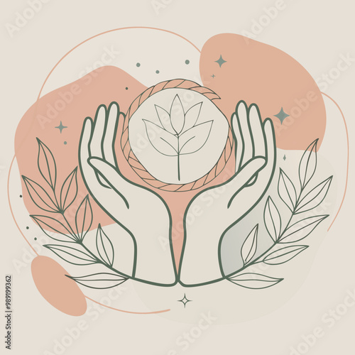 logo for phycologist, hand with flower