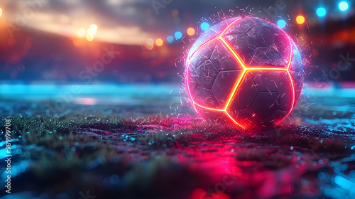 Futuristic Glowing Soccer Ball 3D Illustration