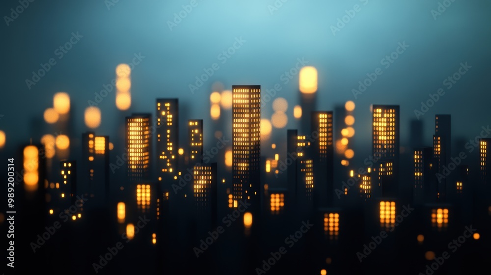 A dark, luminous cityscape bathed in the glow of a thousand glowing windows, casting long, surreal shadows. A dark, luminous cityscape bathed in the glow of a thousand glowing windows, casting long, surreal shadows.