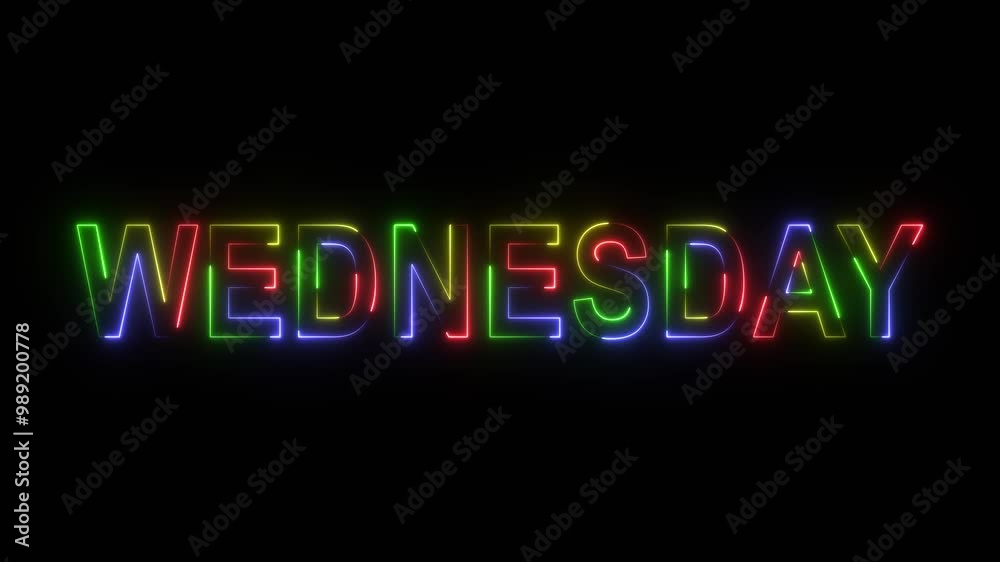 Monday, Tuesday, Wednesday Text Animation. Neon Glowing Animation on Black Background. 4K Motion Graphics Monday, Tuesday, Wednesday Text Animation. Neon Glowing Animation on Black Background. 4K Motion Graphics