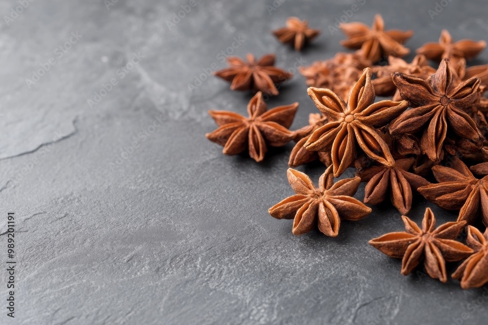 Star anise on grey surface Star anise on grey surface