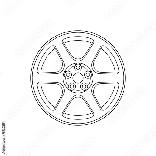 Car wheel line icon. Vector illustration