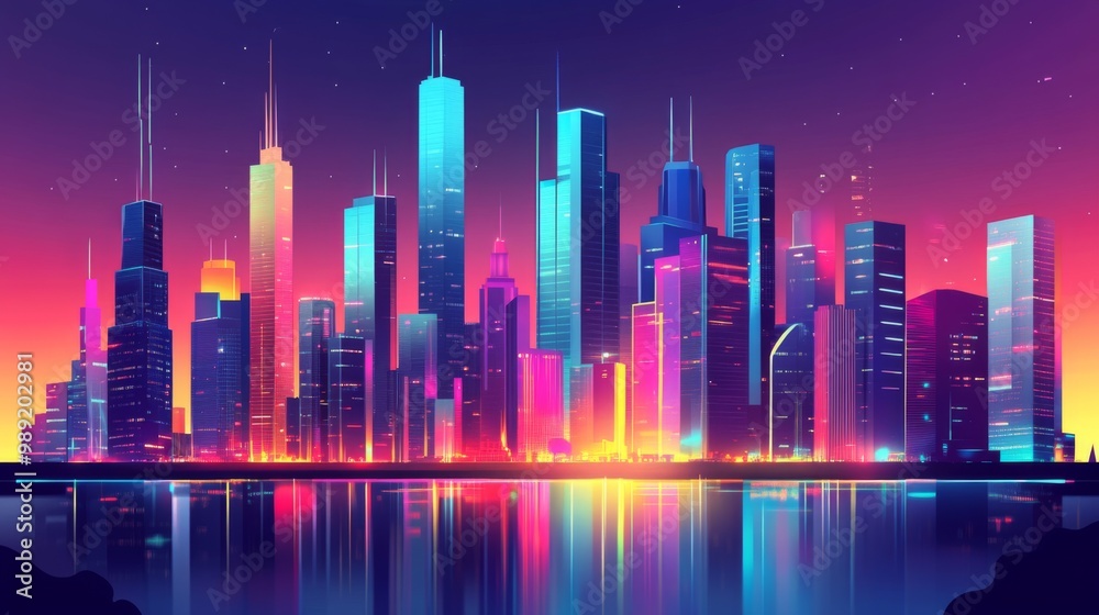 A vibrant city skyline with skyscrapers and corporate buildings, symbolizing the dynamic and fast-paced world of business and finance A vibrant city skyline with skyscrapers and corporate buildings, symbolizing the dynamic and fast-paced world of business and finance