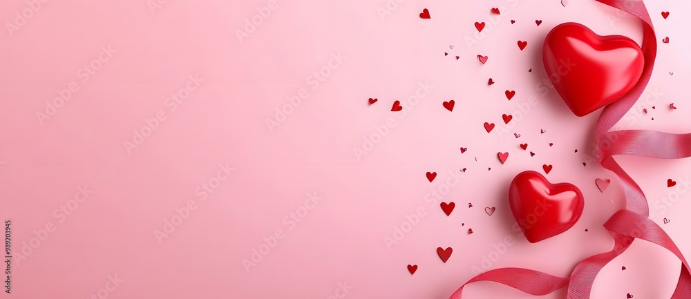 Minimalist Pink Valentine's Day Background with Hearts Minimalist Pink Valentine's Day Background with Hearts