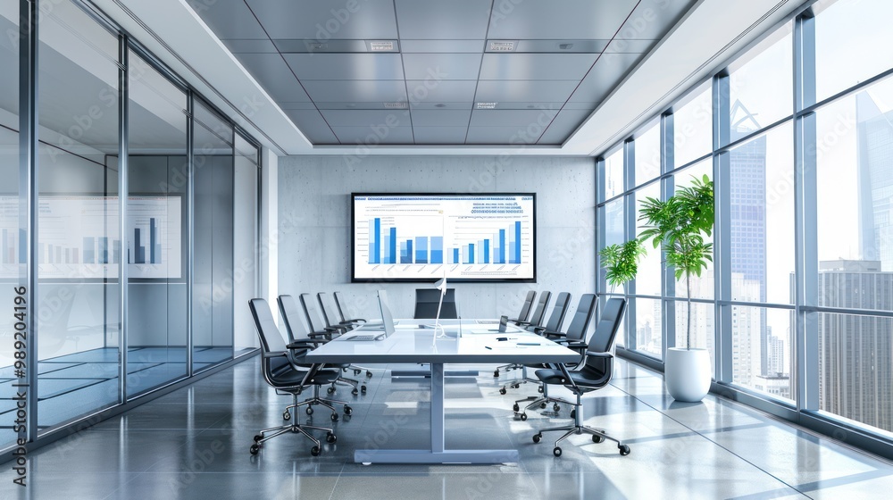 Modern Conference Room with City View Modern Conference Room with City View