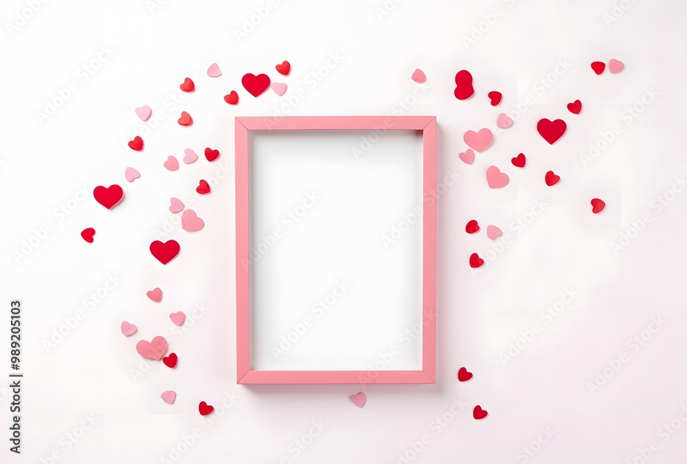 Pink Frame With Red And Pink Hearts
