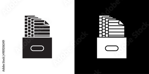 Archival box with documents icon Isolated flat vector in outline