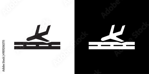 Arrivals plane icon Isolated flat vector in outline