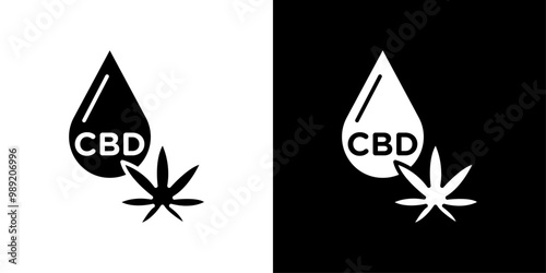 CBD oil drop icon Isolated flat vector in outline