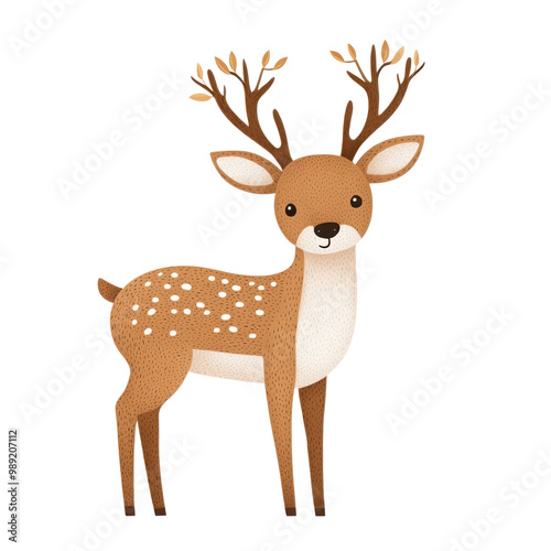 A cute cartoon deer with antlers and spots, perfect for playful designs and children's illustrations.