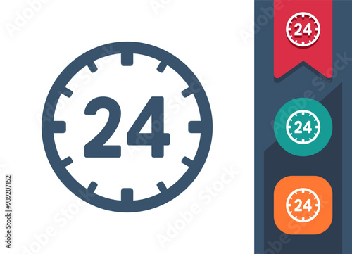 Around The Clock, 24 hours, All Day Icon