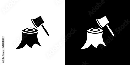 Destruction of forests icon Isolated flat vector in outline