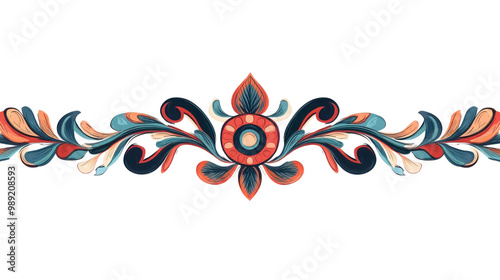 Colorful decorative floral design element transparent background