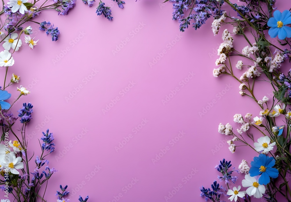 Purple Background with Flower Border for Text Purple Background with Flower Border for Text