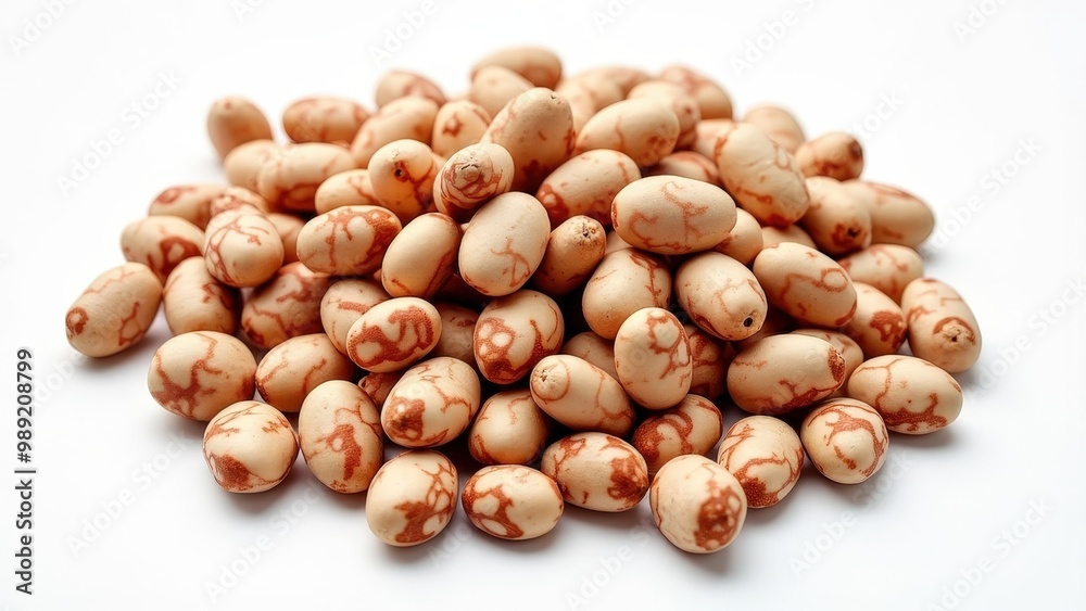 High-Res Image of Pinto Beans: Sharp Details and Intricate Veining on a Solid White Background. High-Res Image of Pinto Beans: Sharp Details and Intricate Veining on a Solid White Background.