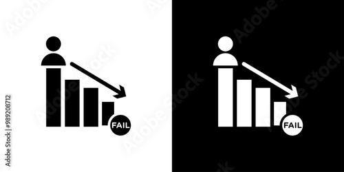 Fail or failure icon Isolated flat vector in outline