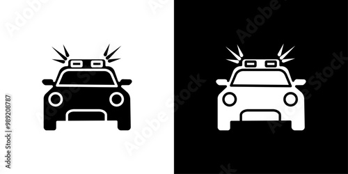 Flashing police car icon Isolated flat vector in outline