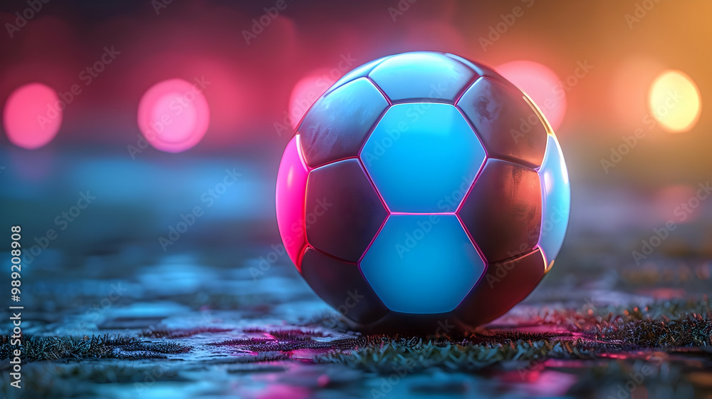 Fototapeta premium Glowing Soccer Ball 3D Render