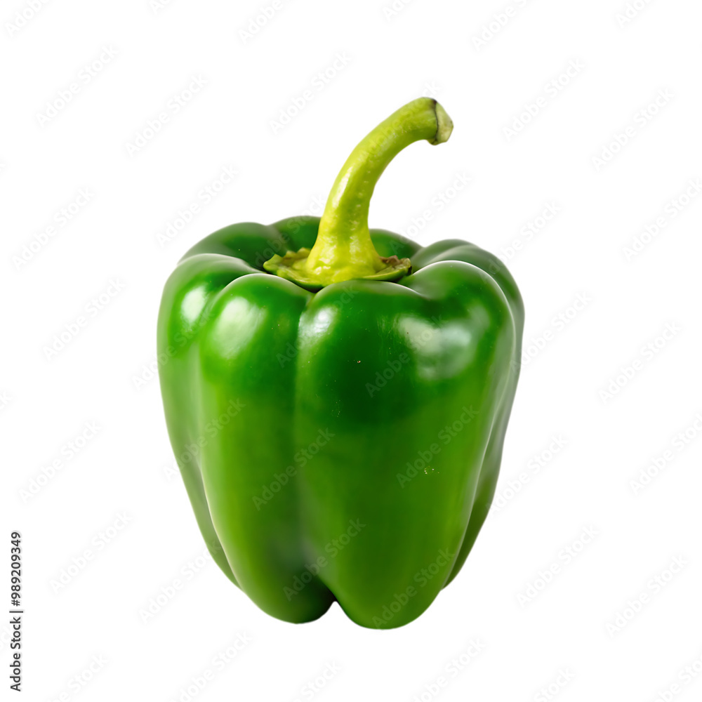 Fresh Green Bell Pepper Isolated on White Background as Transparent. PNG. AI GENERATED Fresh Green Bell Pepper Isolated on White Background as Transparent. PNG. AI GENERATED