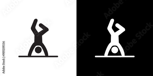 handstand exercise icon Isolated flat vector in outline