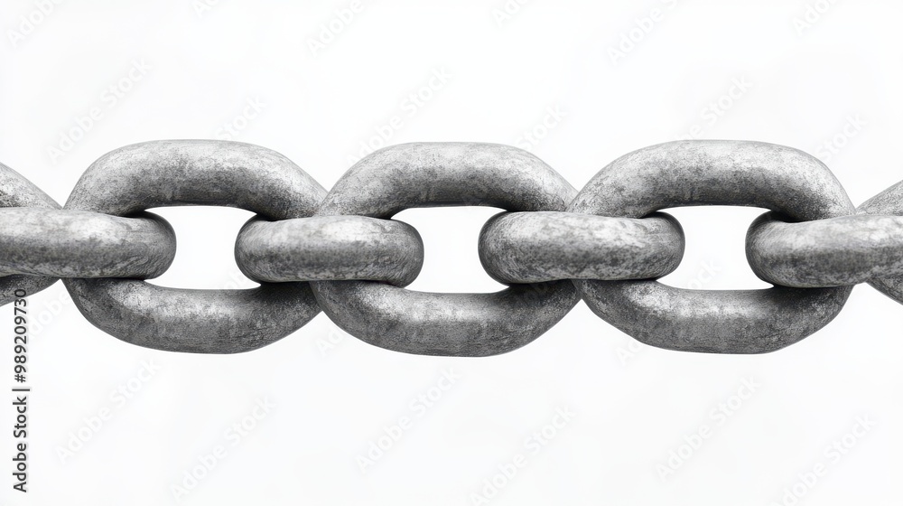 Metal Chain Links Closeup on White Background Metal Chain Links Closeup on White Background