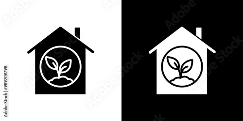 indoor plant inside house icon Isolated flat vector in outline
