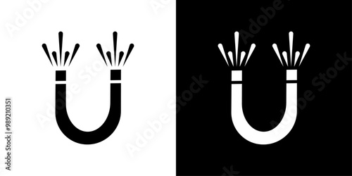 Magnet with power icon Isolated flat vector in outline