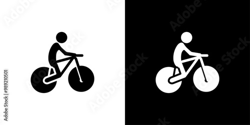 Man on bicycle icon Isolated flat vector in outline