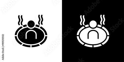Man relaxing in jacuzzi icon Isolated flat vector in outline